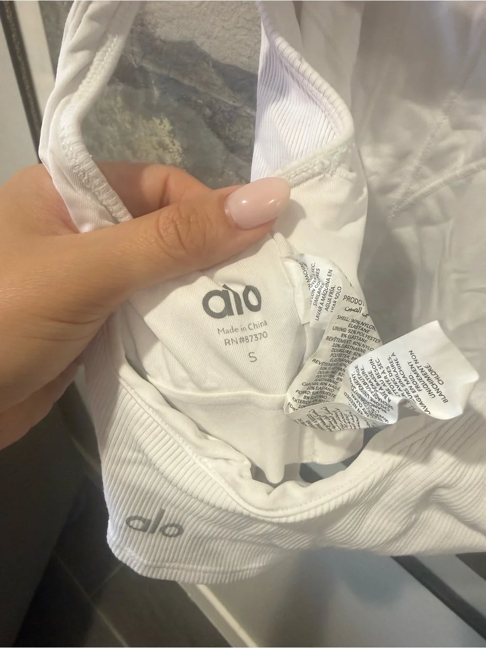 ALO Yoga White Ribbed Open-Back Crop Tank